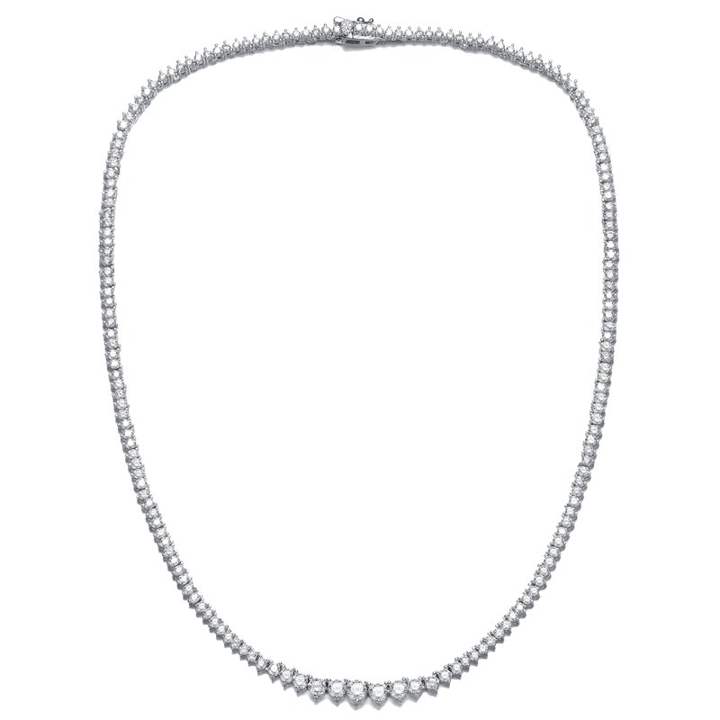 Rachel Glauber Diamond Cubic Zirconia Graduated Tennis Chain Necklace In Gold