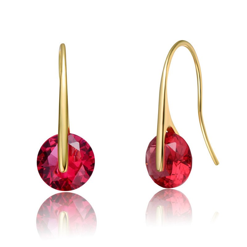 Shop Rachel Glauber Elegant Hook Earrings With Round Colored Stone Party Earrings In Red