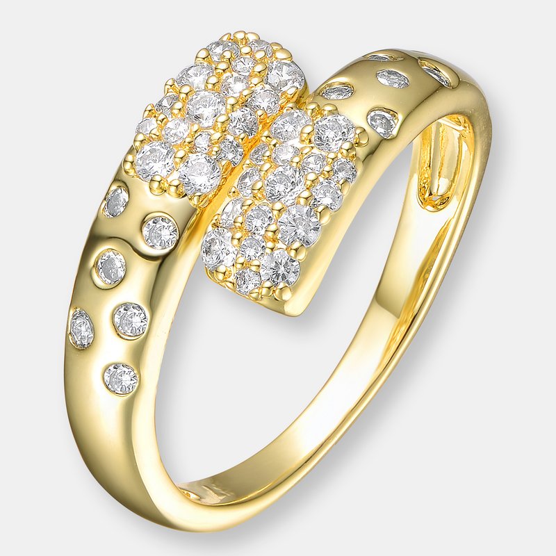 Shop Rachel Glauber Gold Plated Clear Cubic Zirconia Bypass Ring