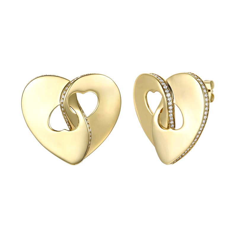 Shop Rachel Glauber Large 14k Gold Plated With Diamond Cubic Zirconia Modern Abstract Flower Stud Earrings