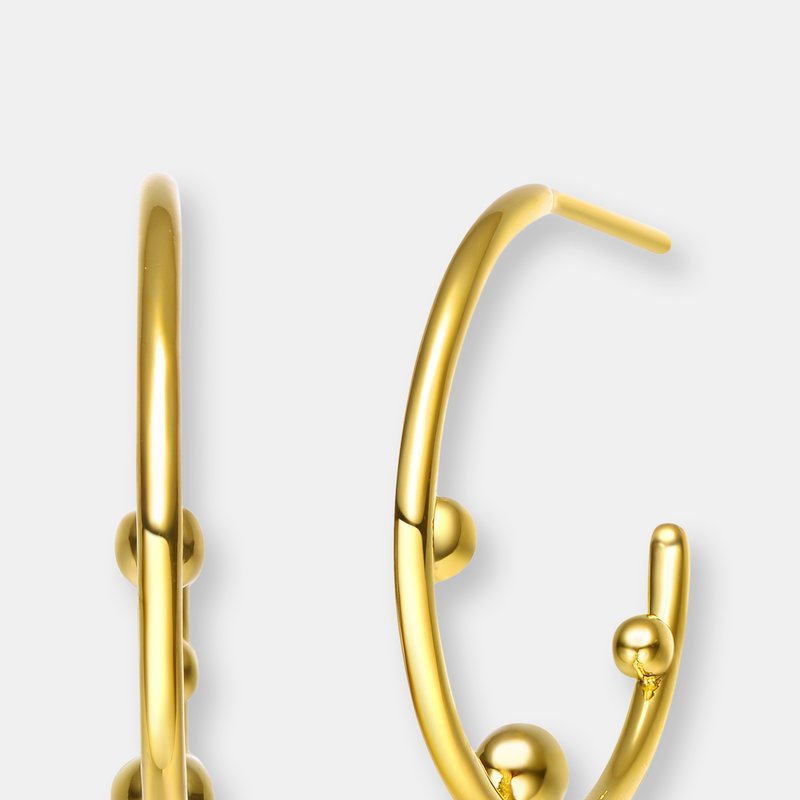 Shop Rachel Glauber 14k Gold Plated Beaded Open Hoop