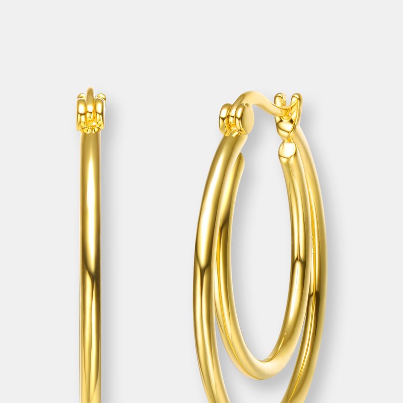 Shop Rachel Glauber 14k Gold Plated Cubic Zirconia Double Hoop