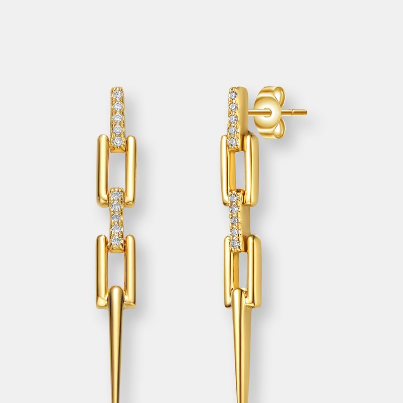 Shop Rachel Glauber 14k Gold Plated With Clear Cubic Zirconia Geometric Drop Earrings