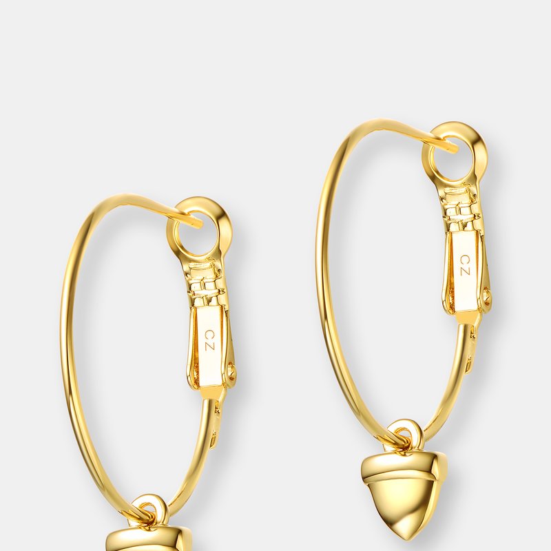 Shop Rachel Glauber 14k Gold Plated Cubic Zirconia Heart Hoop