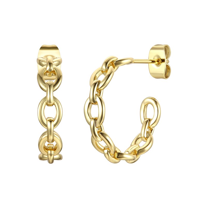 Shop Rachel Glauber 14k Gold Plated Modern Chain Link C-hoop Earrings