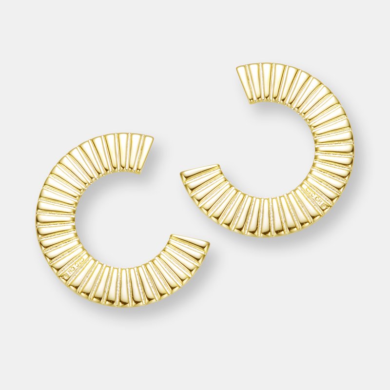 Shop Rachel Glauber 14k Gold Plated Ribbed Open Circle Drop Earrings