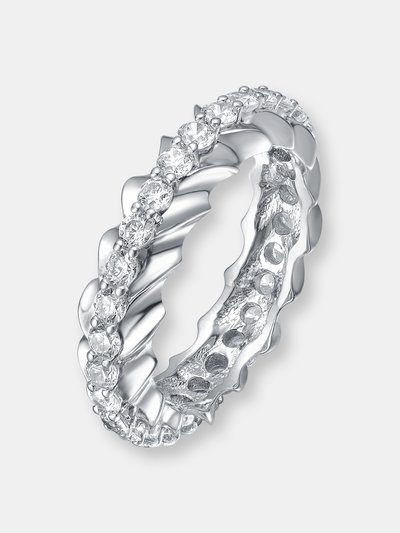 Rachel Glauber Rhodium Plated Oval Cubic Zirconia Band Ring product