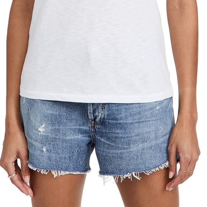Shop Rag & Bone Women The Vee Tee Bright White Short Sleeve Slubbed Jersey T-shirt