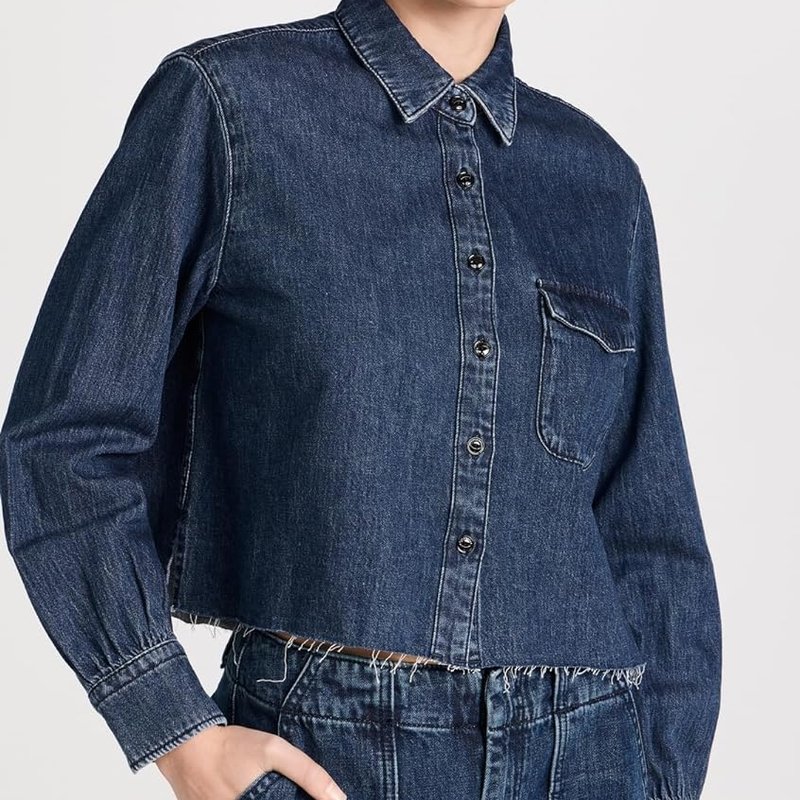 Shop Rag & Bone Women's Cropped Maxine Long Sleeves Shirt In Blue