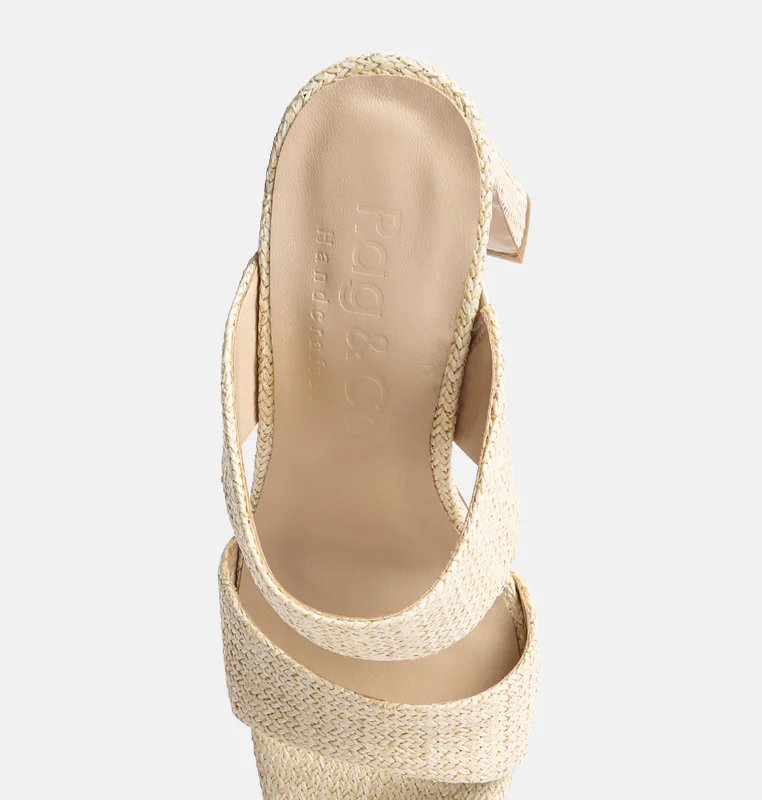 Shop Rag & Co Alodia Slim Block Heel Sandals In Natural In Brown
