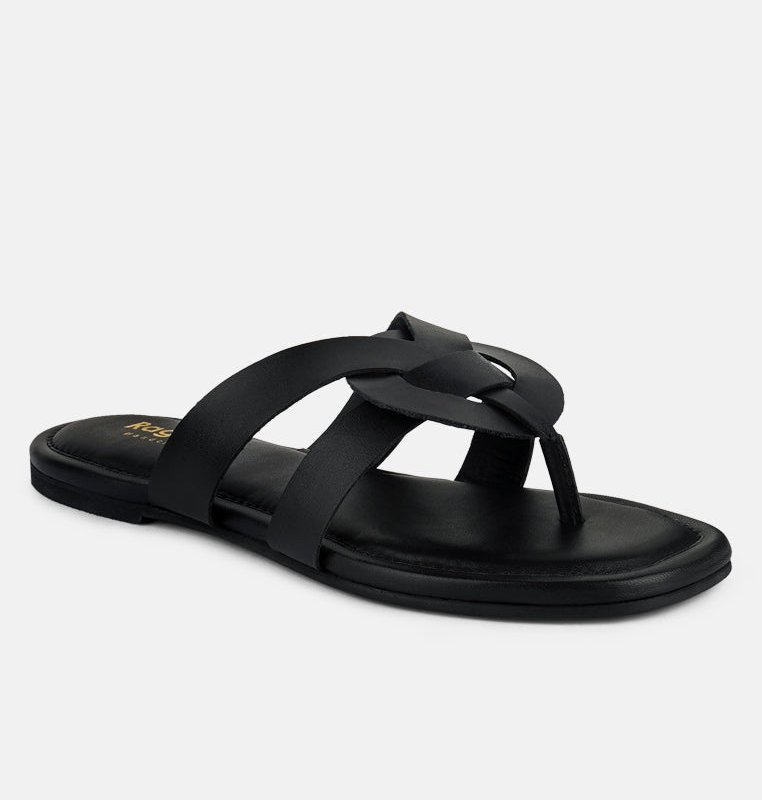Shop Rag & Co Angeles Black Flat Slip Ons Sandals