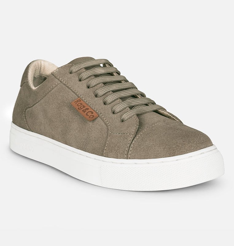Shop Rag & Co Ashford Taupe Fine Suede Handcrafted Sneakers In Brown