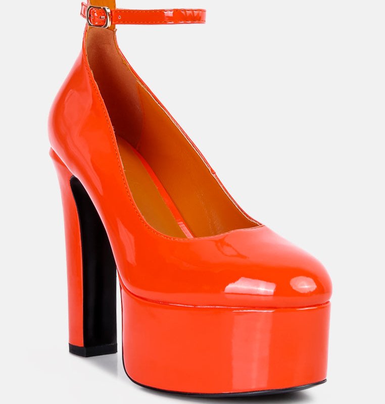 Shop Rag & Co Babe Heaven Patent Pu Maryjane Sandals In Orange
