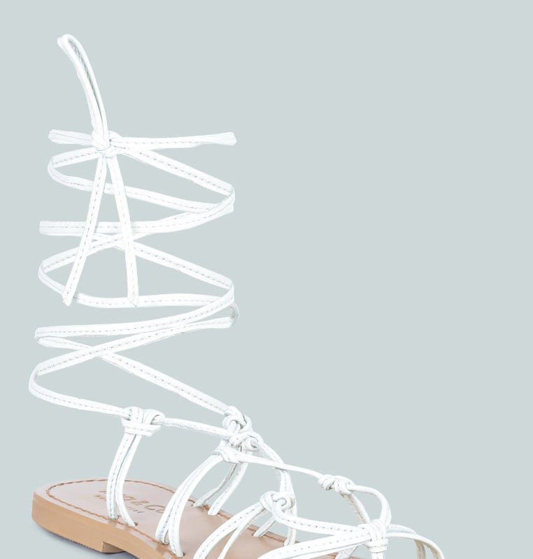 Shop Rag & Co Baxea Handcrafted White Tie Up String Flats