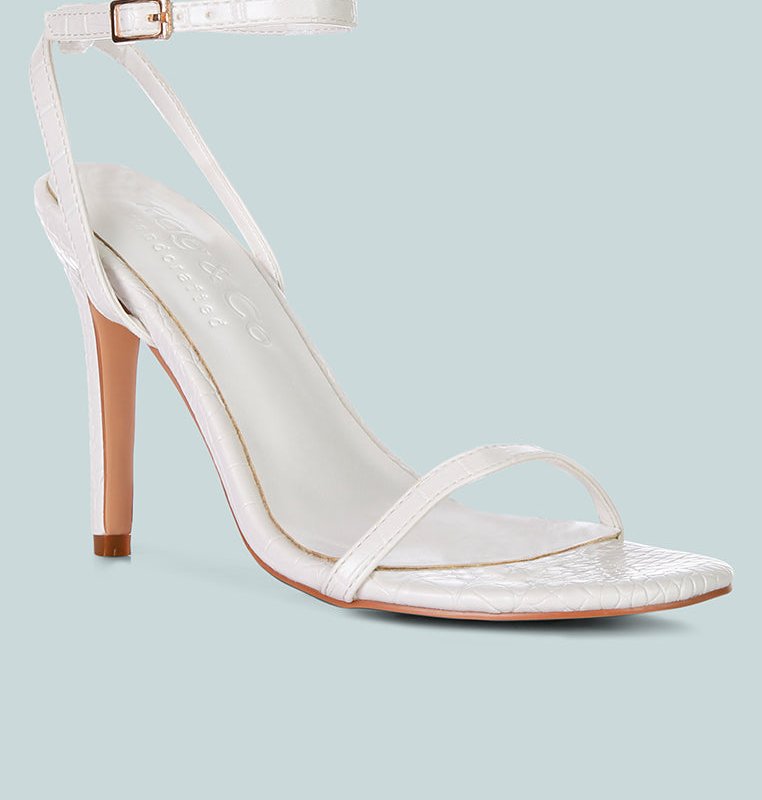 Shop Rag & Co Blondes White Croc High Heeled Sandal