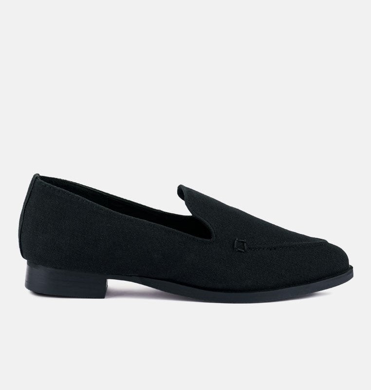 Shop Rag & Co Bougie Black Organic Canvas Loafers