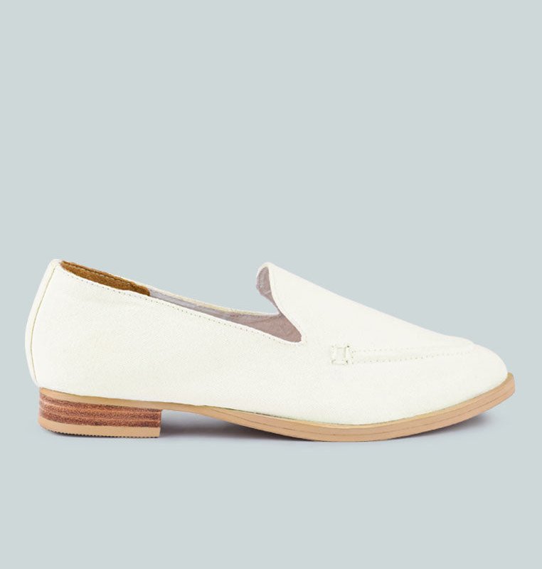 Shop Rag & Co Bougie White Organic Canvas Loafers