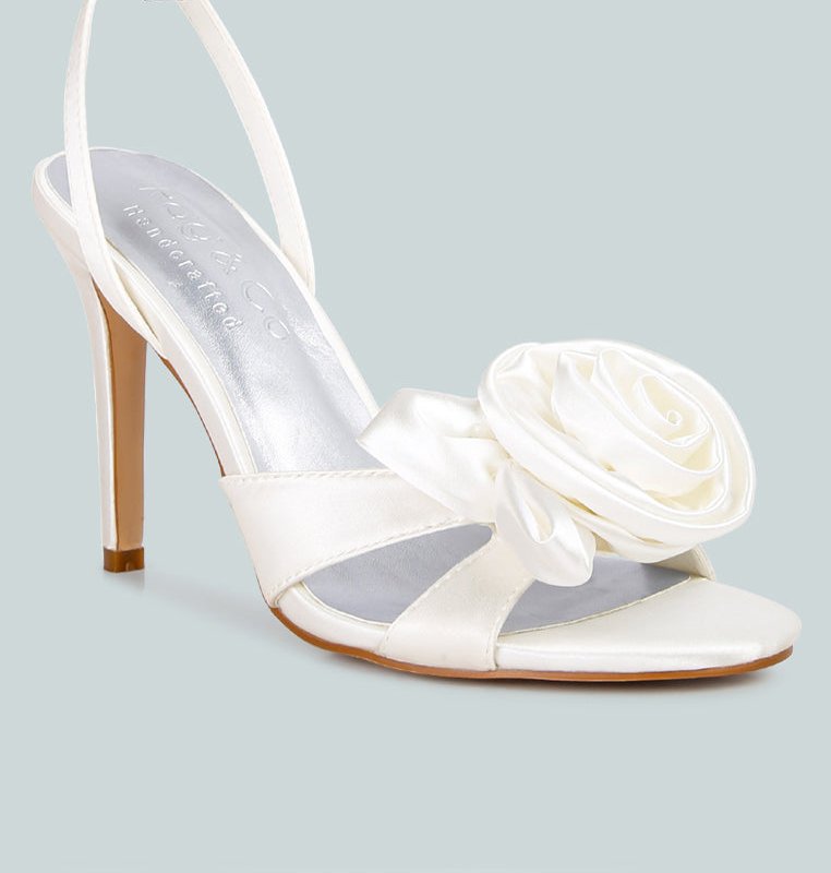 Shop Rag & Co Chaumet White Rose Bow Embellished Sandals
