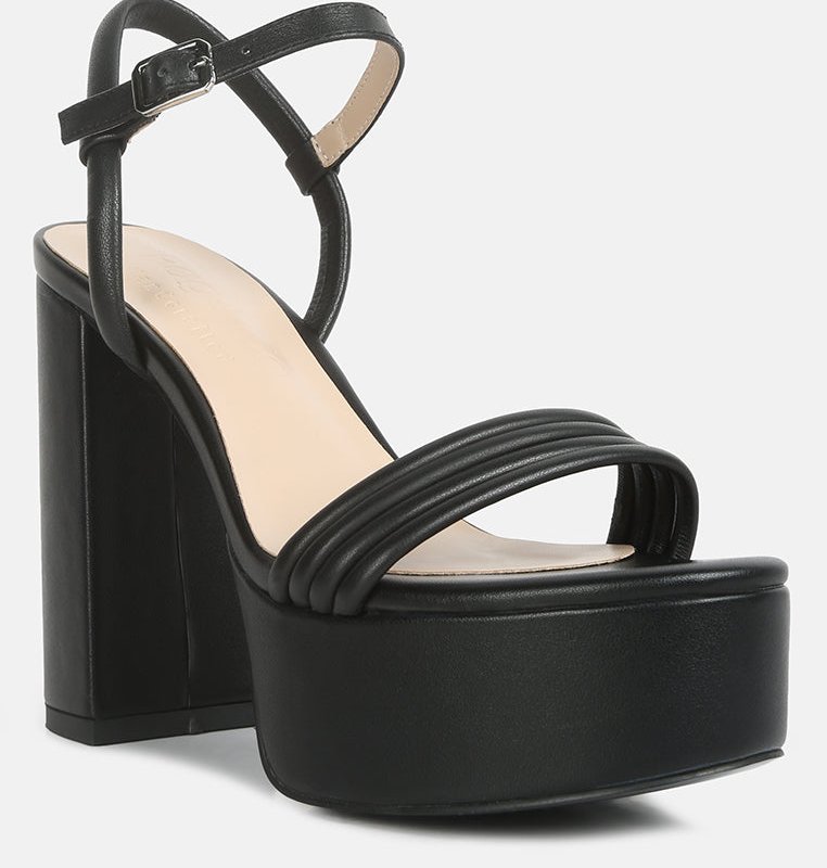 Shop Rag & Co Cruella Black Block Heel Platform Sandals