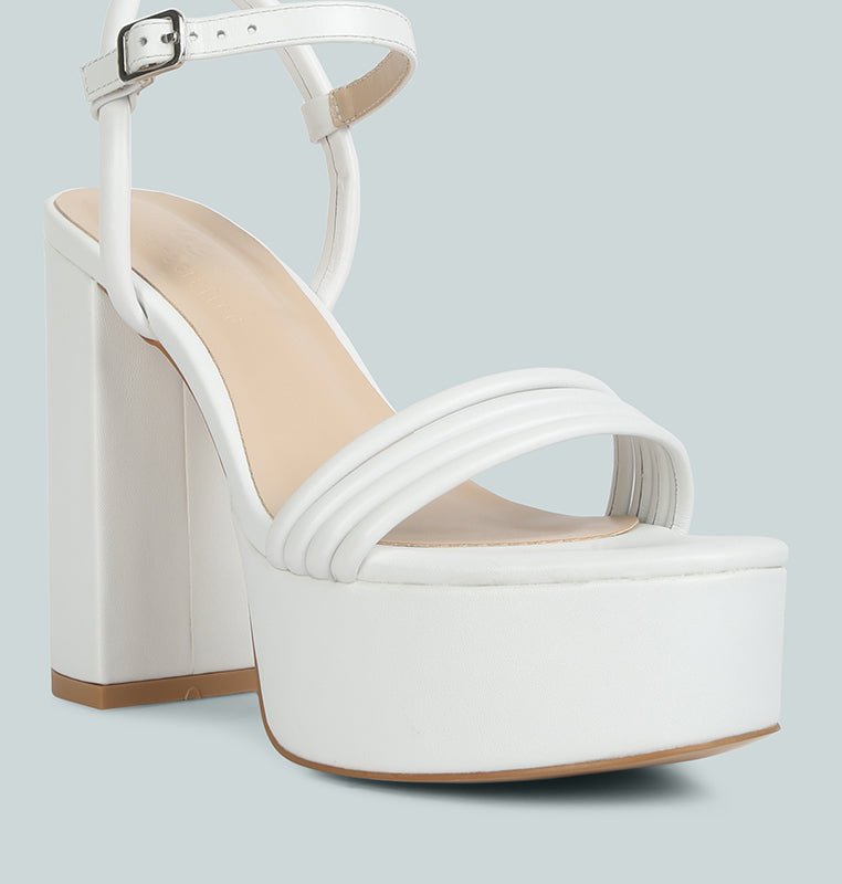 Shop Rag & Co Cruella White Block Heel Platform Sandals