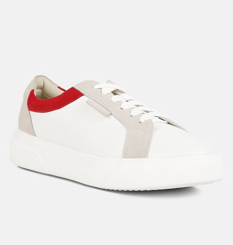 Shop Rag & Co Endler Color Block Leather Sneakers In Red