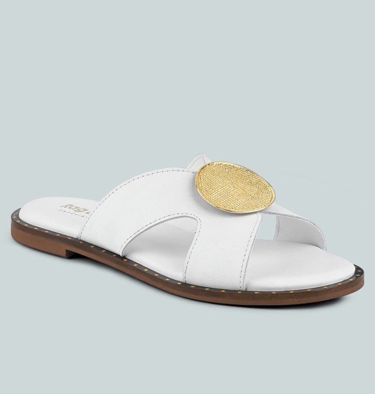 Shop Rag & Co Eudora Embellished White Slip-ons Sandal
