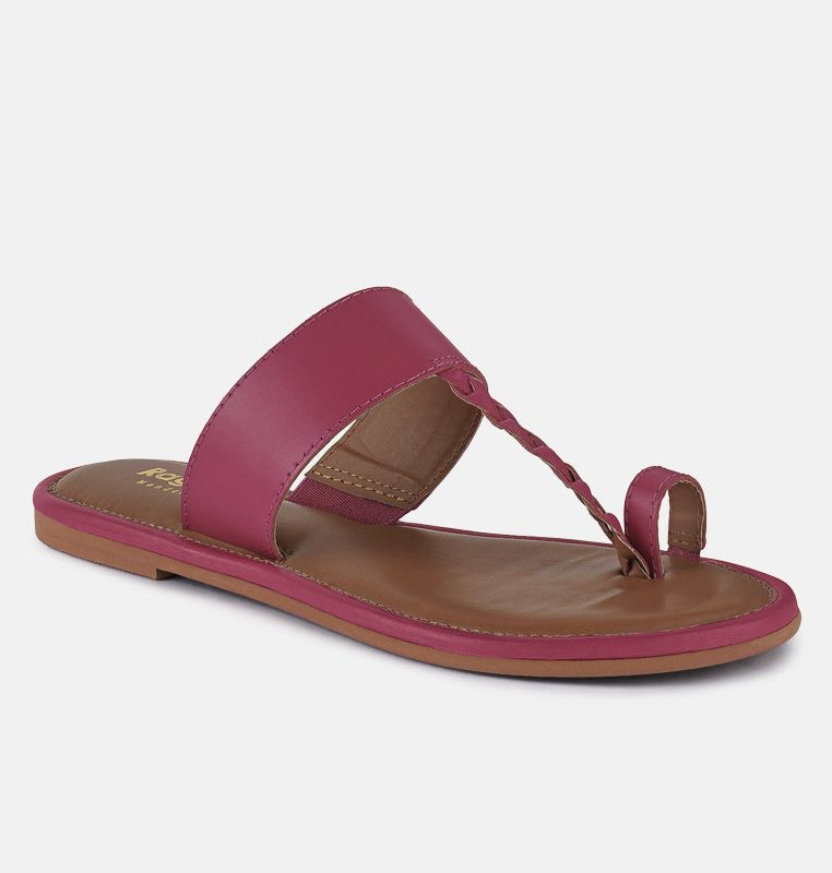 Shop Rag & Co Harris Fuchsia Toe Ring Braided Slip Ons Sandal In Pink