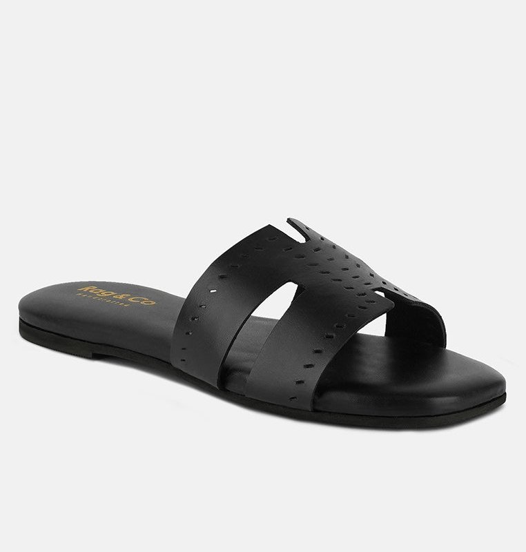 Shop Rag & Co Ivanka Black Cut Out Slip On Sandals
