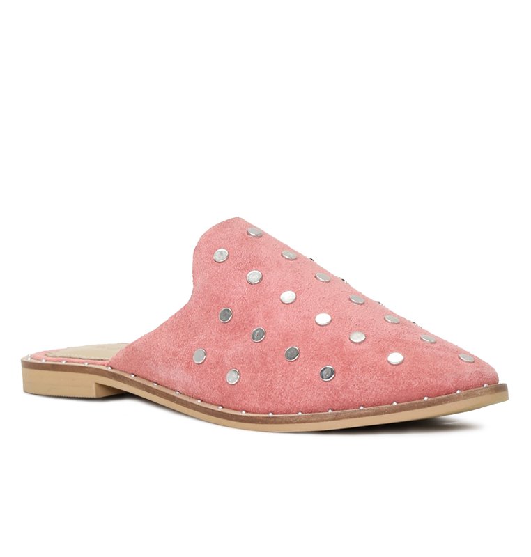 Shop Rag & Co Jodie Dusty Pink Studded Leather Mule
