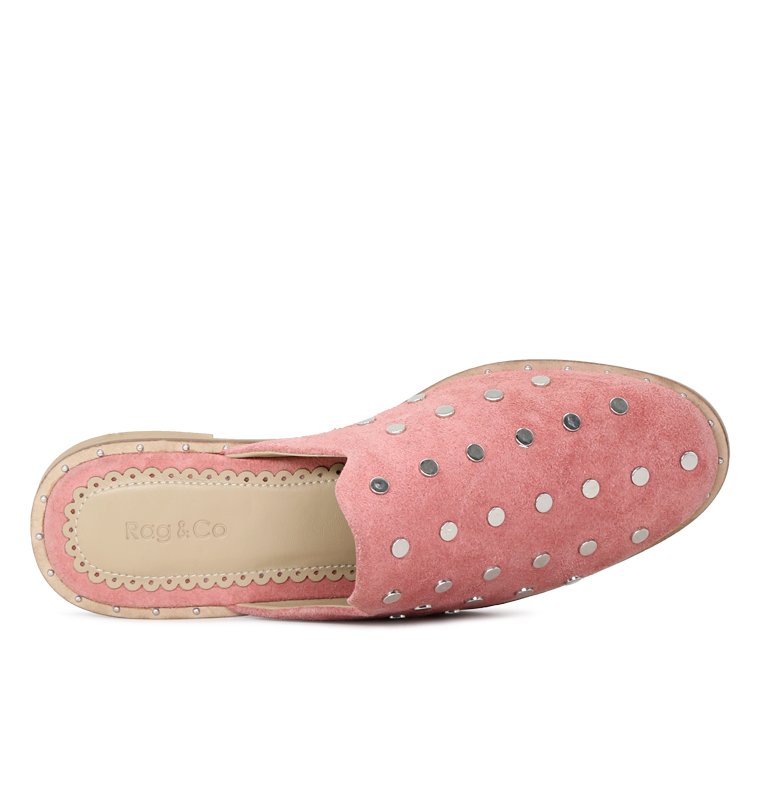 Shop Rag & Co Jodie Dusty Pink Studded Leather Mule