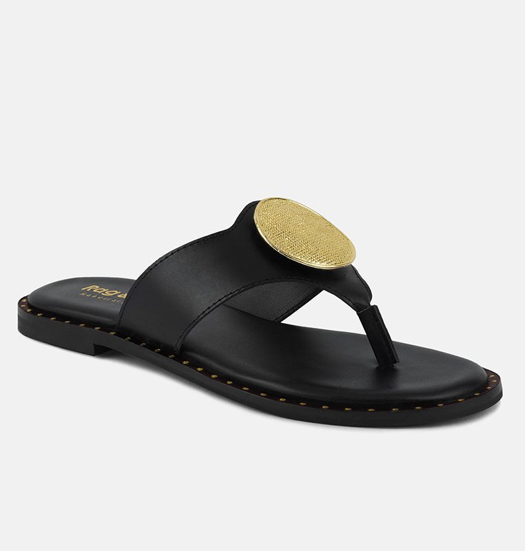 Shop Rag & Co Kathleen Embellished Black Slip-on Thong Sandals