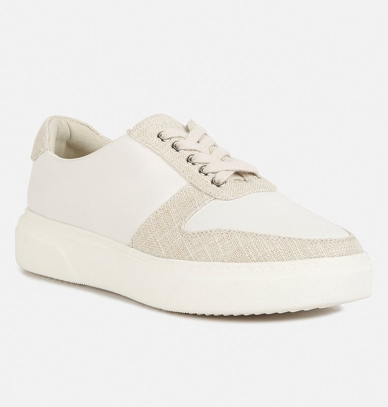 Shop Rag & Co Kjaer Dual Tone Leather Sneakers In Off White