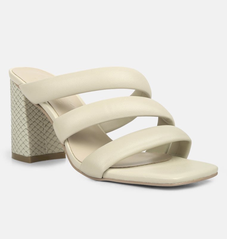 Shop Rag & Co Kywe Off White Textured Heel Chunky Strap Sandals