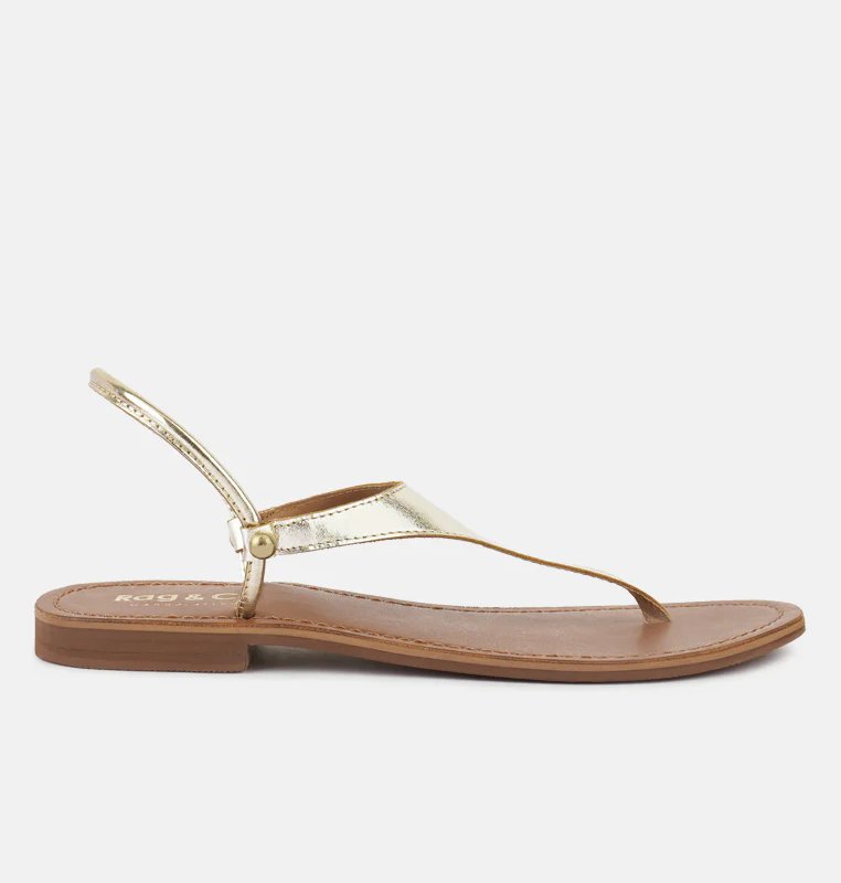 Shop Rag & Co Madeline Gold Flat Thong Sandals
