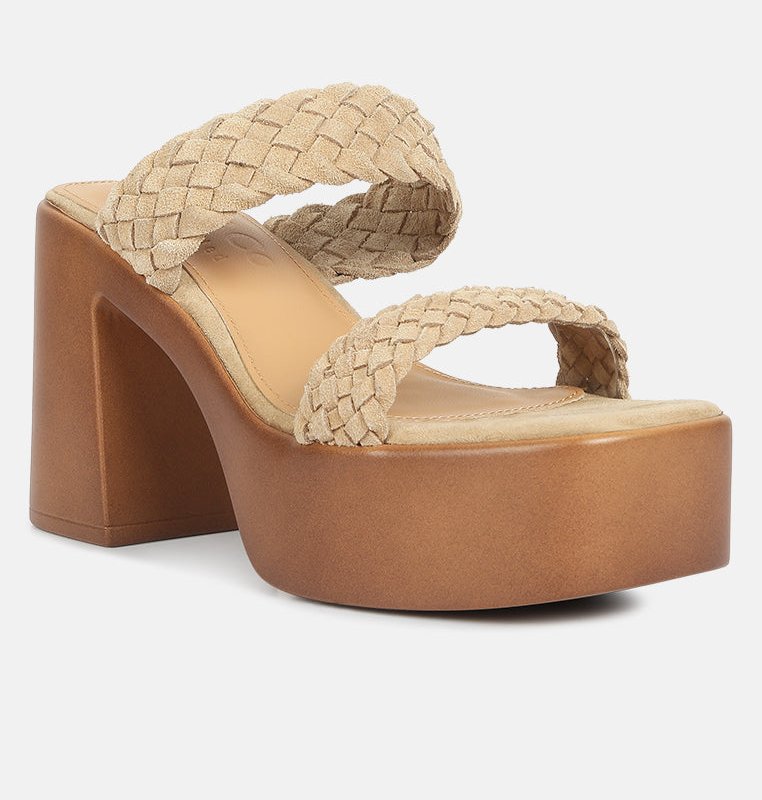 Shop Rag & Co Misaki Braided Detail Chunky Sandals In Beige In Brown