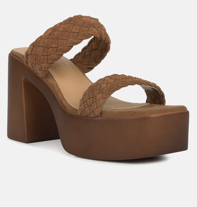 Rag & Co Misaki Braided Detail Chunky Sandals In Tan In Brown