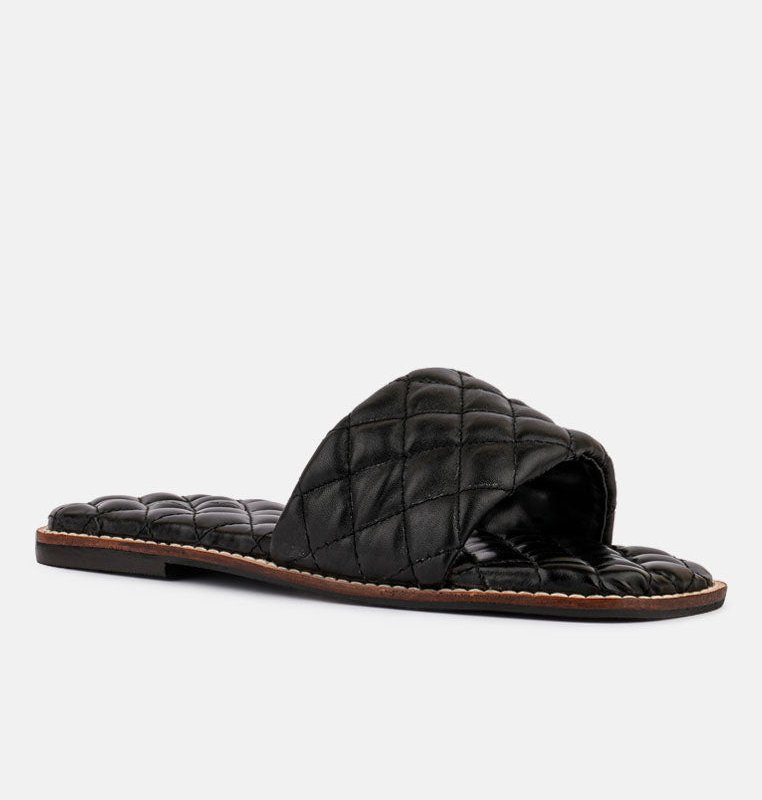 Shop Rag & Co Odalta Black Handcrafted Quilted Summer Flats