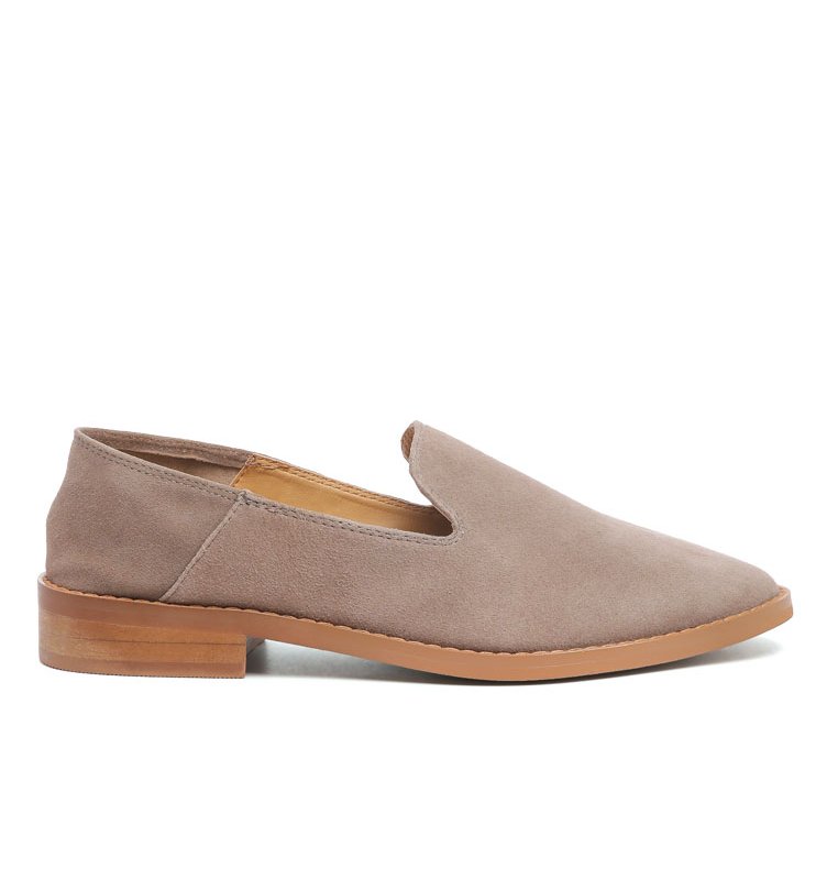 Shop Rag & Co Oliwia Taupe Classic Suede Loafers In Brown