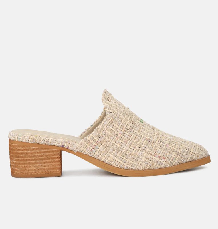 Rag & Co Palma Natural Stacked Heel Mules In Brown
