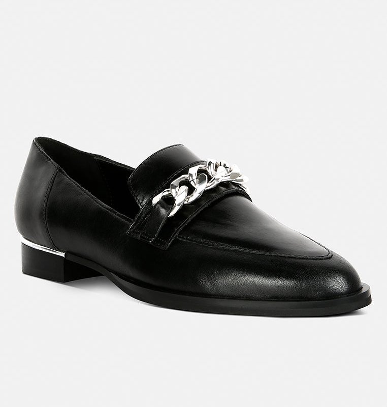 Shop Rag & Co Pola Leather Horsebit Loafers In Black