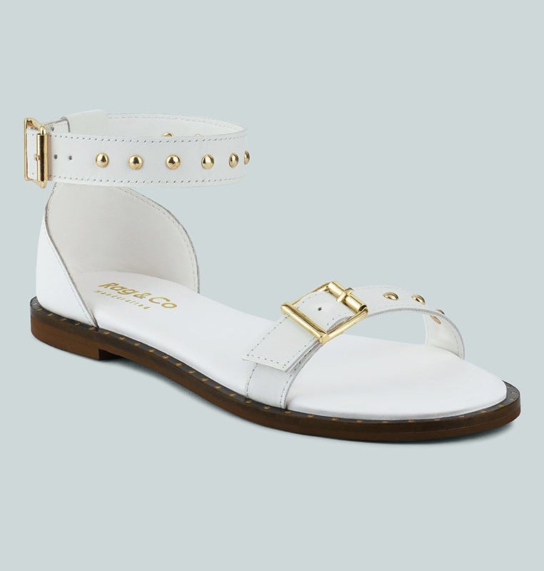 Shop Rag & Co Rosemary Buckle Straps White Flat Sandals