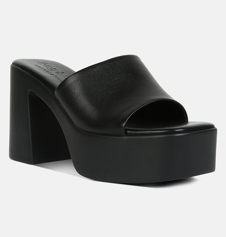 Shop Rag & Co Scandal Slip On Block Heel Sandals In Black