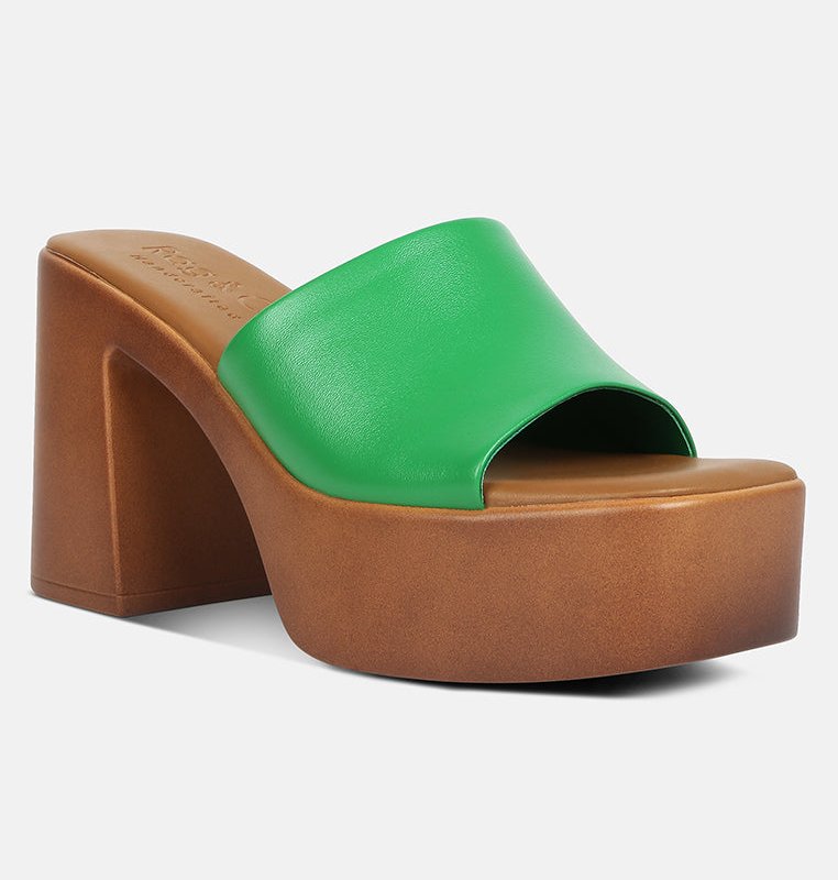 Shop Rag & Co Scandal Slip On Block Heel Sandals In Green
