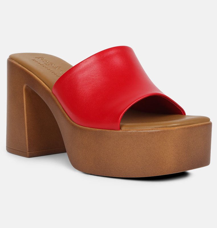 Shop Rag & Co Scandal Slip On Block Heel Sandals In Red