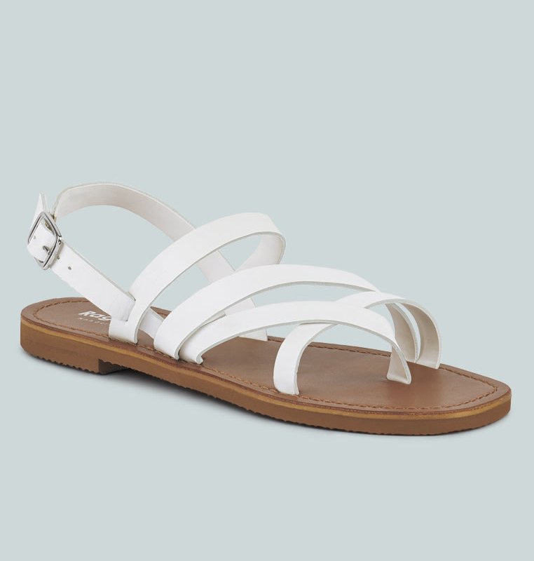 Shop Rag & Co Sloana White Strappy Flat Sandals