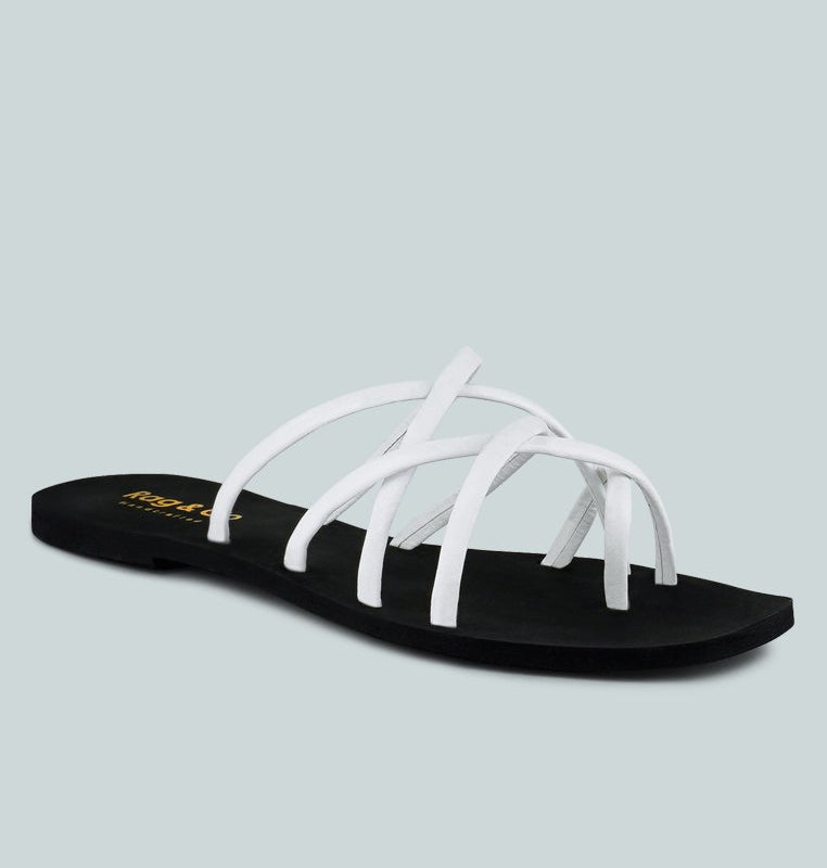 Shop Rag & Co Sweetin White Strappy Flat Slip On Sandals