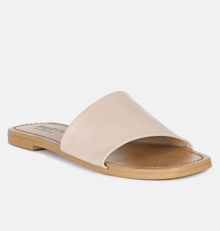Shop Rag & Co Tatami Latte Soft Leather Classic Leather Slide Flats In Brown