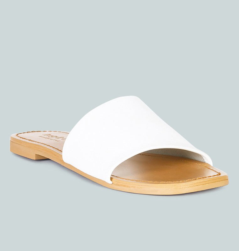 Shop Rag & Co Tatami White Soft Leather Classic Leather Slide Flats