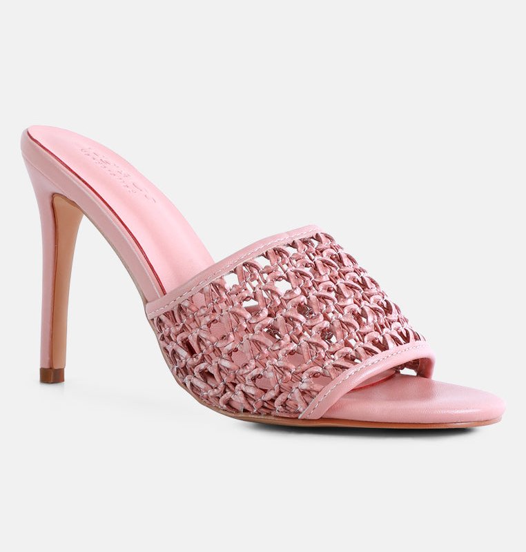 Shop Rag & Co Tease Pink Woven Heeled Slides