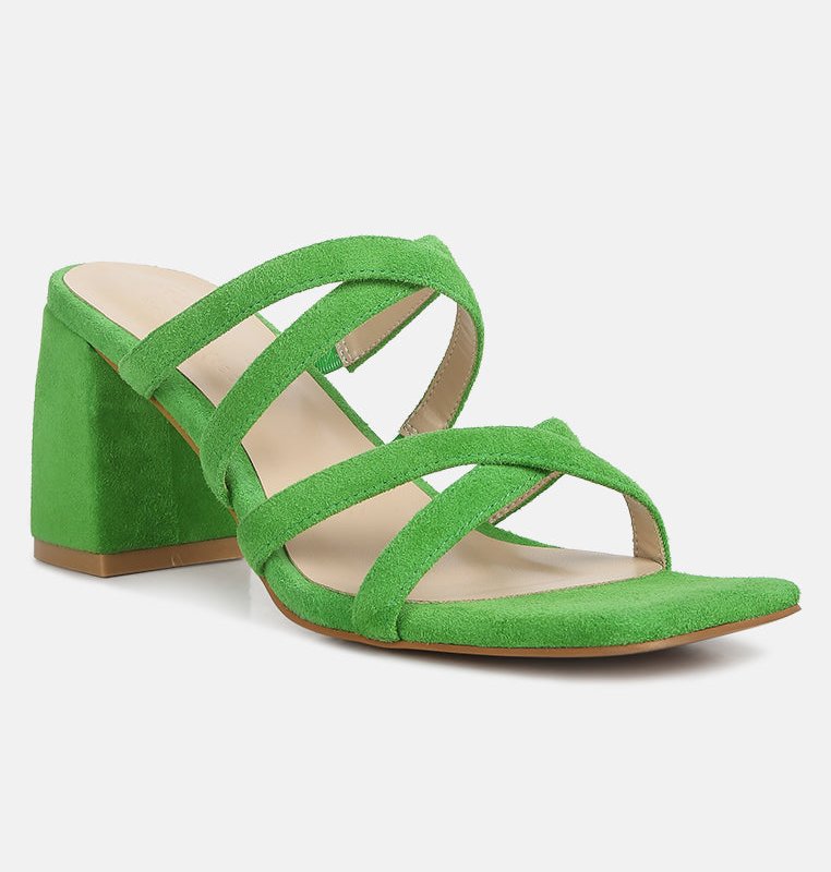 RAG & CO VALENTINA STRAPPY CASUAL BLOCK HEEL SANDALS IN GREEN